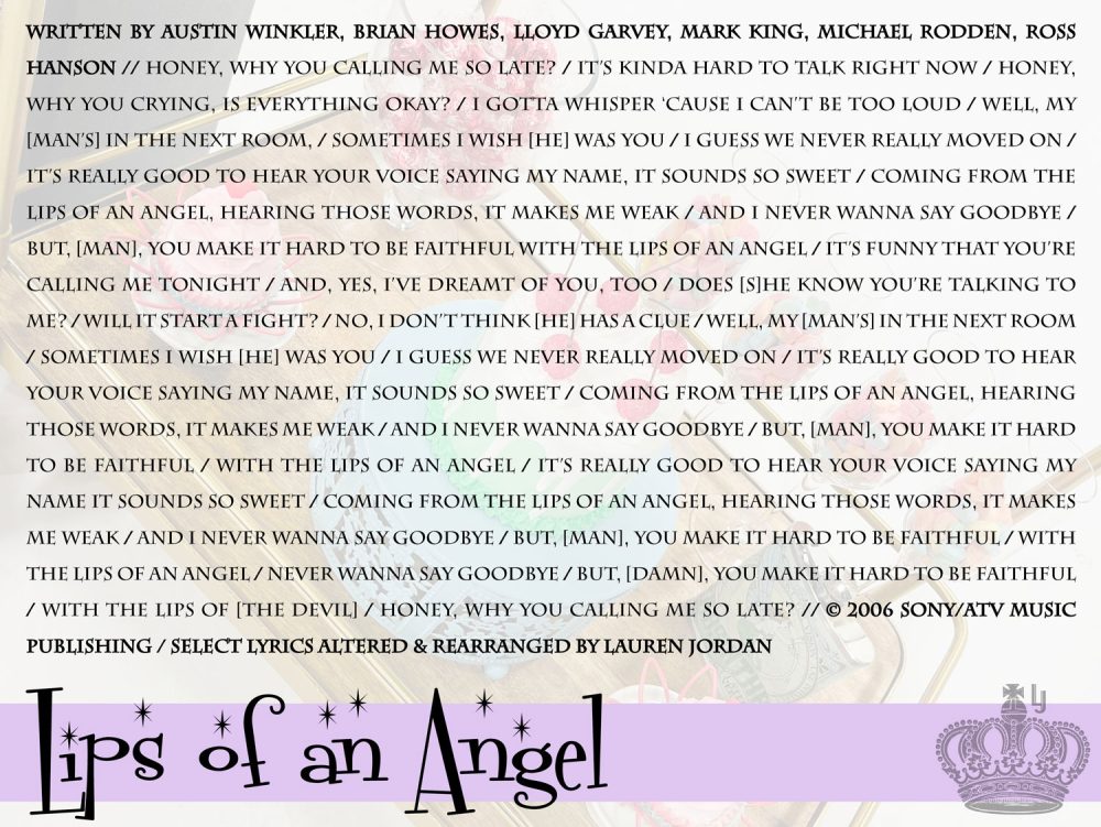Lauren Jordan - Memory Skips - Lyrics - Lips of an Angel